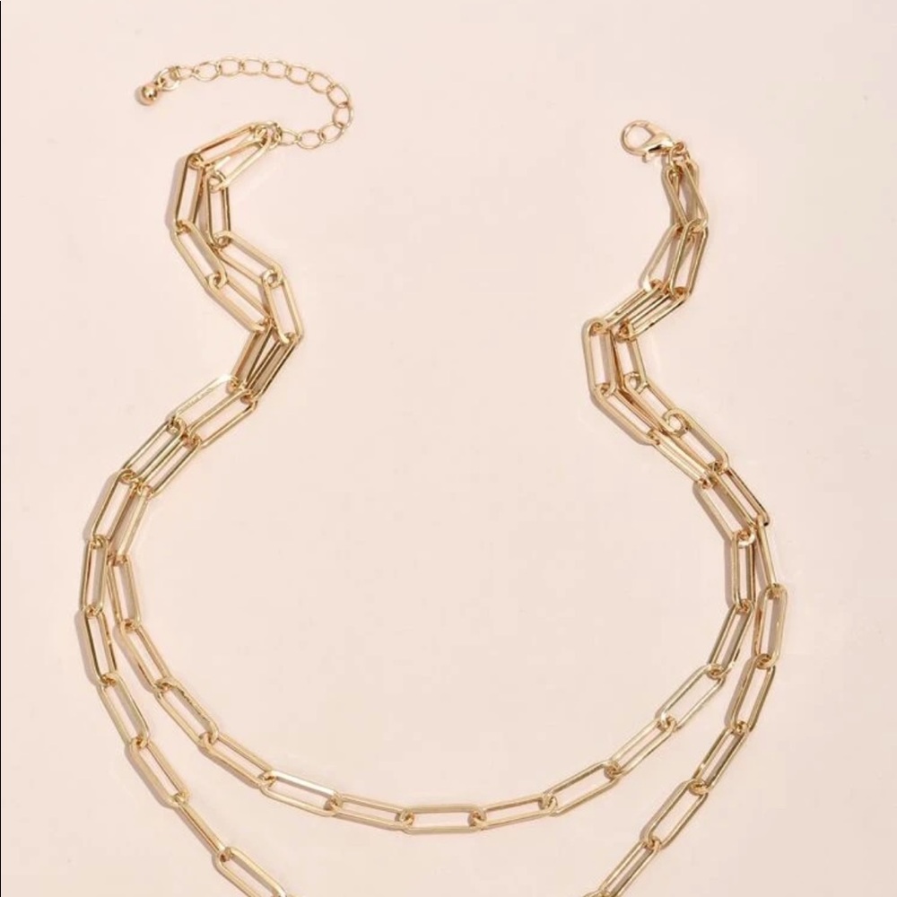 LAST ONE SALE Gold Carla Layered Paperclip Chain Necklace - Picture 4 of 5
